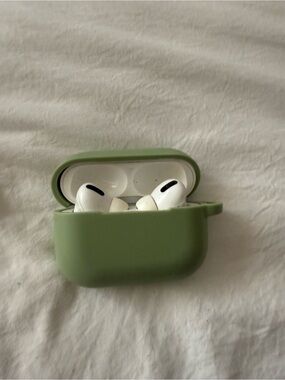Airpods Pro 1 w/ Sage Green Silicone Case